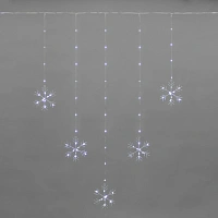 Гирлянда Светодиодная занавес из росы Снежинки БЕЛЫЙ USB+пульт,315-845