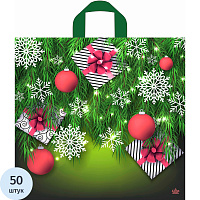 Пакет подарочный пластиковый Под. В елках 42х44 НГ(50шт в уп) арт.н00186561