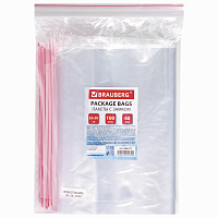 Пакеты с замком ZIP LOCK "зиплок", комплект 100 шт., 250х300 мм, ПВД, толщина 40 микрон, BRAUBERG, 606217 фото Пакеты с замком ZIP LOCK "зиплок", комплект 100 шт., 250х300 мм, ПВД, толщина 40 микрон, BRAUBERG, 606217