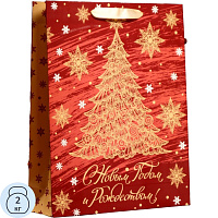 Пакет подарочный вертикальный Елочка,33 х 42 х 10 см 9706106 НГ