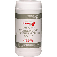 Салфетка антисептическая для инъекций Unicornmed спиртовая (110 штук в упаковке) фото Салфетка антисептическая для инъекций Unicornmed спиртовая (110 штук в упаковке)