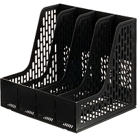 Лоток вертикальный д/бумаг Deli E9844,сбор,4отд,чер,325x257x275мм,пл