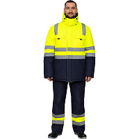 Куртка зимняя мужская зс04-КУ 64-66/182-188 флуоресц.жёлтый/син