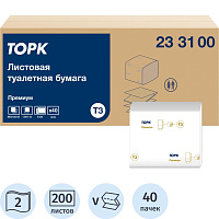 Бумага туалетная листовая Торк (Tork) Премиум Т3 2-слойная белая 40 пачек по 200 листов (233100) фото Бумага туалетная листовая Торк (Tork) Премиум Т3 2-слойная белая 40 пачек по 200 листов (233100)