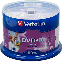 Диск DVD+R Verbatim 4.7 ГБ 16x cake box 43512 (50 штук в упаковке) фото Диск DVD+R Verbatim 4.7 ГБ 16x cake box 43512 (50 штук в упаковке)