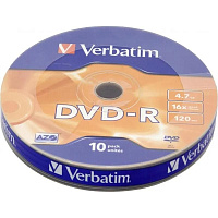 Диск DVD-R Verbatim 4.7 ГБ 16x bulk 43729 (10 штук в упаковке) фото Диск DVD-R Verbatim 4.7 ГБ 16x bulk 43729 (10 штук в упаковке)