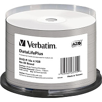 Диск DVD-R Verbatim 4.7 ГБ 16x cake box 43755 (50 штук в упаковке) фото Диск DVD-R Verbatim 4.7 ГБ 16x cake box 43755 (50 штук в упаковке)