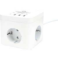Сетевой фильтр Cablexpert Cube на 3 розетки 1.5 метра + 3 USB (CUBE-3-CU3-W-1.5) фото Сетевой фильтр Cablexpert Cube на 3 розетки 1.5 метра + 3 USB (CUBE-3-CU3-W-1.5)
