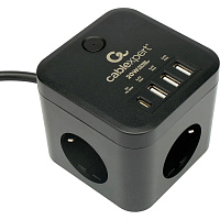 Сетевой фильтр Cablexpert Cube на 3 розетки 1.5 метра + 3 USB (CUBE-3-CU3-B-1.5) фото Сетевой фильтр Cablexpert Cube на 3 розетки 1.5 метра + 3 USB (CUBE-3-CU3-B-1.5)