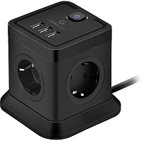 Сетевой фильтр Cablexpert Tower на 4 розетки 2 метра + 3 USB (TWR-4-U3-B-2) фото Сетевой фильтр Cablexpert Tower на 4 розетки 2 метра + 3 USB (TWR-4-U3-B-2)