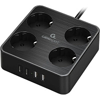 Сетевой фильтр Cablexpert Plate на 4 розетки 2 метра + 2 USB (PLT-4-C2U2-B-2) фото Сетевой фильтр Cablexpert Plate на 4 розетки 2 метра + 2 USB (PLT-4-C2U2-B-2)