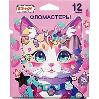 Фломастеры Комус Класс Kitty stickers 12 цветов с вентилируемыми колпачками смываемые фото Фломастеры Комус Класс Kitty stickers 12 цветов с вентилируемыми колпачками смываемые