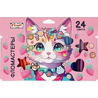 Фломастеры Комус Класс Kitty stickers 24 цв. в наб.,вентилир.,картон.упак фото Фломастеры Комус Класс Kitty stickers 24 цв. в наб.,вентилир.,картон.упак