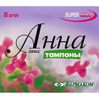 Тампоны гигиенические Анна Люкс super (8 штук в упаковке) фото Тампоны гигиенические Анна Люкс super (8 штук в упаковке)