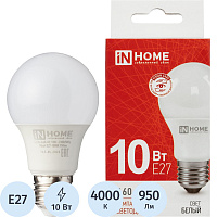 Лампа светодиодная In Home LED-A60-VC 10Вт Е27 4000К 950Лм матовая фото Лампа светодиодная In Home LED-A60-VC 10Вт Е27 4000К 950Лм матовая