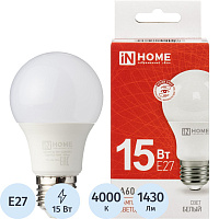 Лампа светодиодная In Home LED-A60-VC 15Вт Е27 4000К 1430Лм матовая фото Лампа светодиодная In Home LED-A60-VC 15Вт Е27 4000К 1430Лм матовая