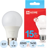 Лампа светодиодная In Home LED-A60-VC 15Вт Е27 6500К 1430Лм матовая фото Лампа светодиодная In Home LED-A60-VC 15Вт Е27 6500К 1430Лм матовая