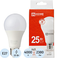Лампа светодиодная In Home LED-A65-VC 25Вт Е27 4000К 2380Лм матовая фото Лампа светодиодная In Home LED-A65-VC 25Вт Е27 4000К 2380Лм матовая
