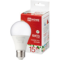 Фитолампа In Home LED-A60-ФИТО красно-синего спектра 15 Вт Е27 фото Фитолампа In Home LED-A60-ФИТО красно-синего спектра 15 Вт Е27