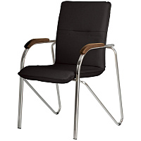 Конференц-кресло Easy Chair Samba черный/темный орех (искусственная кожа, металл хромированный) фото Конференц-кресло Easy Chair Samba черный/темный орех (искусственная кожа, металл хромированный)