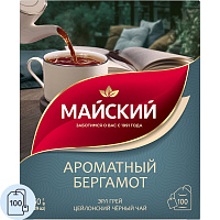 Чай черный Майский Ароматный Бергамот 100 пакетиков фото Чай черный Майский Ароматный Бергамот 100 пакетиков