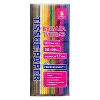 Цветная бумага ТИШЬЮ 17 г/м2, 50х66 см, 100 листов, 20 цветов, интенсив ассорти, ЗОЛОТАЯ СКАЗКА, 116496