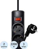 Сетевой фильтр PROGIX PG236 2р/3м/2,2кВт/10А заземление, черный, ПВС 3х0.75