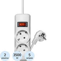 Сетевой фильтр PROGIX PG242 2р/5м/3,5кВт/16А заземление, белый, ПВС 3х1.5