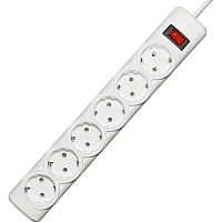 Сетевой фильтр Progix PG644 на 6 розеток 10 метров с заземлением и выключателем белый