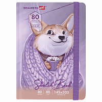 Скетчбук, белая бумага 80 г/м2, 145х203 мм, 80 л., резинка, твердый, BRAUBERG ART DEBUT "Корги", 114579 фото Скетчбук, белая бумага 80 г/м2, 145х203 мм, 80 л., резинка, твердый, BRAUBERG ART DEBUT "Корги", 114579