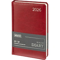 Ежедневник датированный 2026 Attache А5, 168л, 138x213мм, под кожу бордовый фото Ежедневник датированный 2026 Attache А5, 168л, 138x213мм, под кожу бордовый