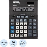 Калькулятор настольный Attache CDB1601-BK 16-разрядный черный 205x155x35 мм