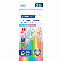 Карандаши цветные BRAUBERG PASTEL, 12 пастельных цветов, трехгранные, грифель 3 мм, натуральное дерево, 181850 фото Карандаши цветные BRAUBERG PASTEL, 12 пастельных цветов, трехгранные, грифель 3 мм, натуральное дерево, 181850