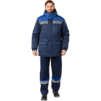 Куртка рабочая зимняя мужская з08-КУ с СОП синяя/васильковая из ткани грета (размер 64-66, рост 170-176)