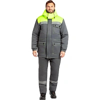 Куртка зимняя мужская з08-КУ, цв. сер/лайм с СОП (р.52-54) 182-188