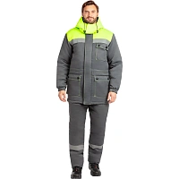 Куртка зим муж з08 сер/лайм с СОП 128-132/182-188