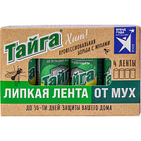 Средство от насекомых Тайга липкая лента от мух (4 штуки в упаковке) фото Средство от насекомых Тайга липкая лента от мух (4 штуки в упаковке)