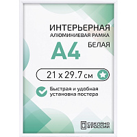 Рамка Altiro А4 21x29.7 см металлический багет 8 мм белая фото Рамка Altiro А4 21x29.7 см металлический багет 8 мм белая