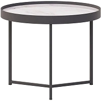 Столик журнальный Комус Мебель Тайлер 450 (калаката/чёрный матовый, 453х453х450 мм)