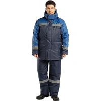 Куртка рабочая зимняя мужская з47-КУ с СОП из ткани оксфорд синяя/васильковая (размер 52-54, рост 158-164)