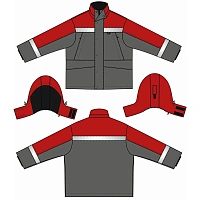 Куртка рабочая зимняя мужская з47-КУ сер/крас (р.48-50) 170-176