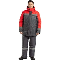 Куртка рабочая зимняя мужская з47-КУ сер/крас (р.48-50) 194-200
