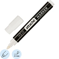 Маркер перманентный Attache, 2-3 мм, белый, кругл. наконечник, масл. основа