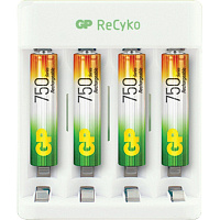 Зарядное устройство GP E411/75AAAHCCS-2CR1, 4 слота + 4 акк. 750 mAh фото Зарядное устройство GP E411/75AAAHCCS-2CR1, 4 слота + 4 акк. 750 mAh