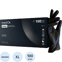 Перчатки виниловые одноразовые, н/о, черн. MediOk (XL), 50п/уп 4гр.,ПС фото Перчатки виниловые одноразовые, н/о, черн. MediOk (XL), 50п/уп 4гр.,ПС