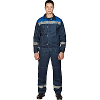 Костюм рабочий летний мужской л20-КБР с СОП синий/васильковый (размер 68-70, рост 194-200)
