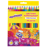 Карандаши цветные ЮНЛАНДИЯ "КАРНАВАЛ", 18 цветов, трехгранные, грифель 3 мм, 181685 фото Карандаши цветные ЮНЛАНДИЯ "КАРНАВАЛ", 18 цветов, трехгранные, грифель 3 мм, 181685