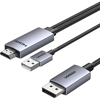 Кабель UGREEN HD169 (55329) HDMI to DisplayPort 4K@60Hz Cable 2м серый фото Кабель UGREEN HD169 (55329) HDMI to DisplayPort 4K@60Hz Cable 2м серый