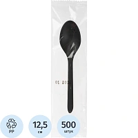 Ложка однор.чайная. ПП набор 1/1 черн.в инд.уп., 500 шт/кор (H11-017)