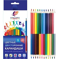 Карандаши цветные Луч Классика 12 карандашей 24 цвета шестигранные (двусторонние) фото Карандаши цветные Луч Классика 12 карандашей 24 цвета шестигранные (двусторонние)